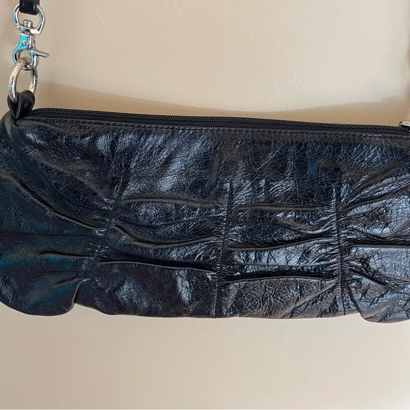 Hobo International Black Glazed Leather Casual Crossbody Handbag Clutch … - Picture 12 of 16